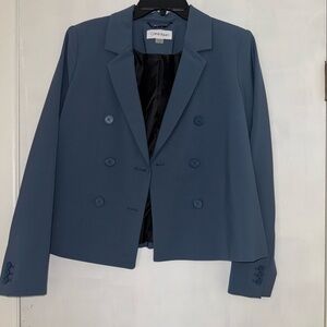Calvin Klein Women's Slate Blue Double-Breasted Blazer